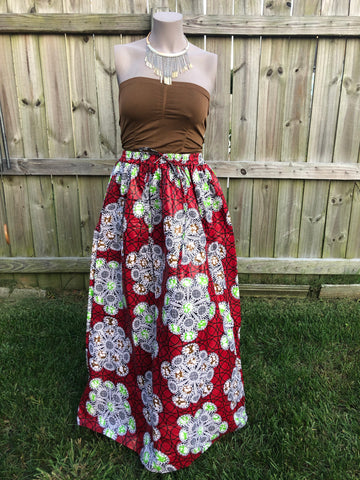 Africana- Red Rafikki Skirt