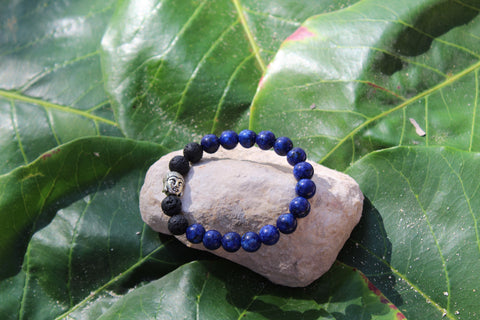 Energy Bead Bracelet- Lapis Lazuli with Lava bead stone